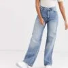 Monki Yoko Wide Leg Jeans In Mid Blue For Women -Monki Shop 13550411 1 blue