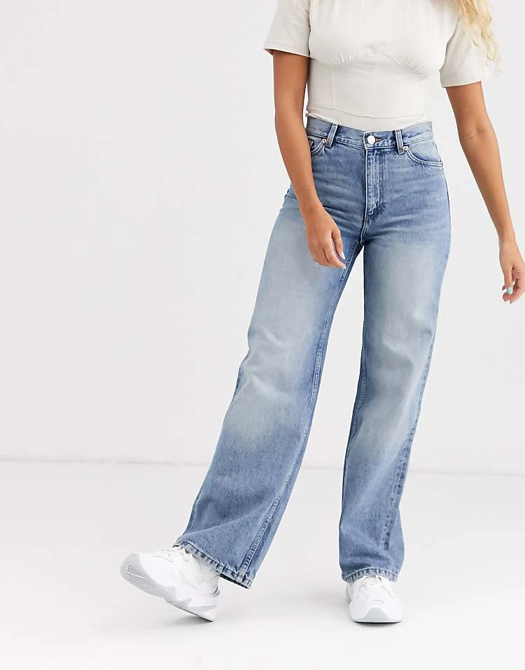 Monki Yoko Wide Leg Jeans In Mid Blue For Women 3 Monki Yoko Wide Leg Jeans In Mid Blue For Women