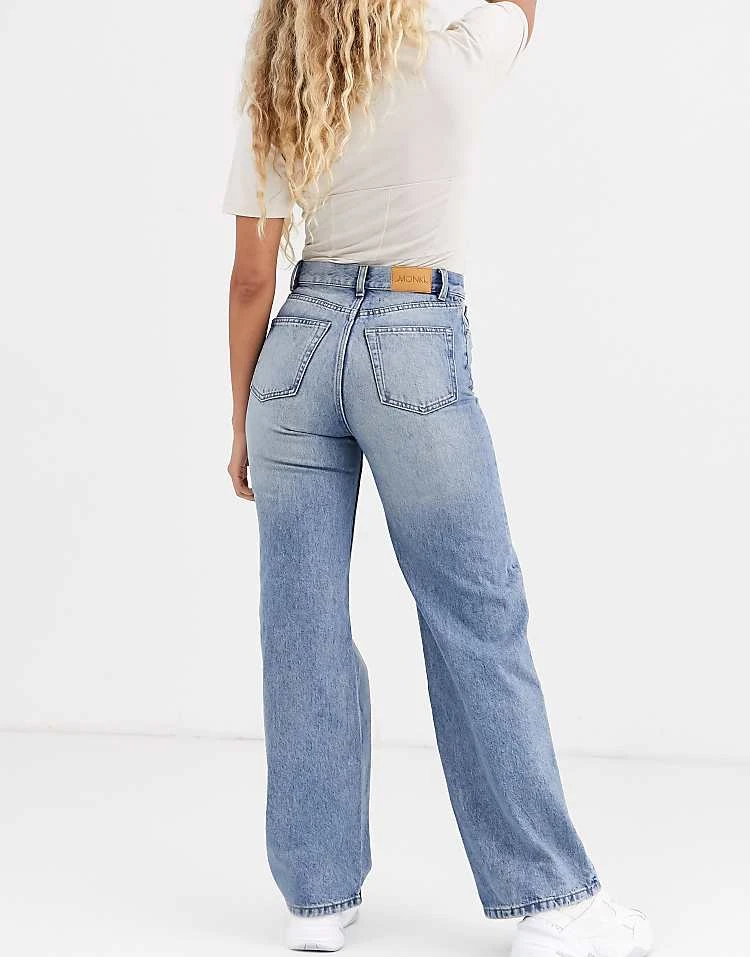 Monki Yoko Wide Leg Jeans In Mid Blue For Women 4 Monki Yoko Wide Leg Jeans In Mid Blue For Women - Image 2