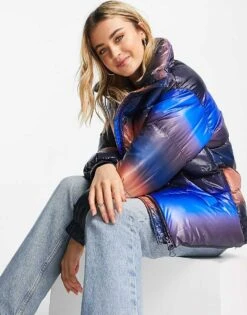 Monki Polyester Ombre Puffer Jacket In Multi - MULTI For Women -Monki Shop 201349238 4