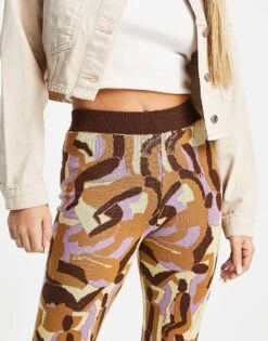 Monki Figure Print Flare Trousers In Multi For Women -Monki Shop 201363915 3