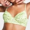 Monki Satin Floral Print Bustier In Green - LGREEN For Women