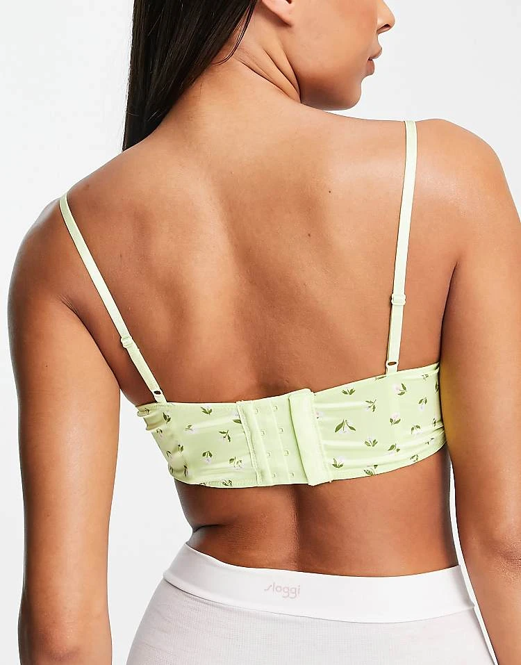 Monki Satin Floral Print Bustier In Green - LGREEN For Women 4 Monki Satin Floral Print Bustier In Green - LGREEN For Women - Image 2
