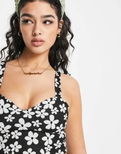 Monki Jaquard Singlet Top In Black Floral For Women -Monki Shop 202567071 1 black 1