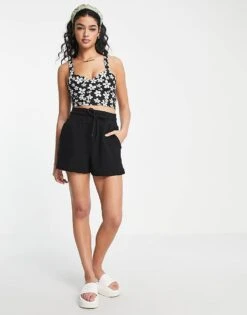 Monki Jaquard Singlet Top In Black Floral For Women -Monki Shop 202567071 3