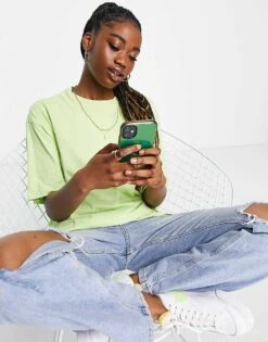 Monki Oversized T-shirt In Green For Women