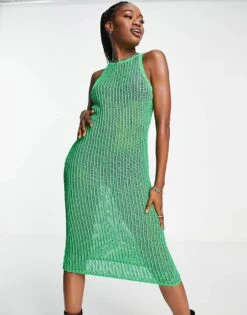 Monki Sleeveless Knit Dress In Bright Green Dress For Women -Monki Shop 203421371 1 green 1