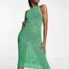 Monki Sleeveless Knit Dress In Bright Green Dress For Women -Monki Shop 203421371 1 green