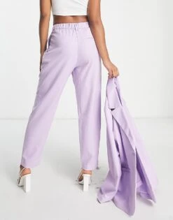 Monki Co-ord Mix And Match Tailored Trousers In Lilac For Women -Monki Shop 203953430 4