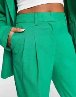 Monki Co-ord Mix And Match Tailored Trousers In Green For Women -Monki Shop 203953762 3