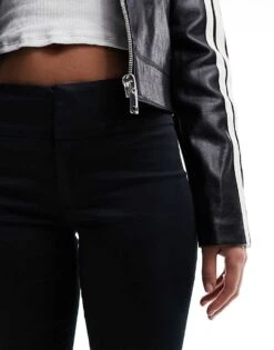 Monki Split Hem Fitted Trousers In Black For Women -Monki Shop 203955480 5