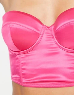 Monki Satin Bustier In Fuschia For Women Light Blue 9 Monki Satin Bustier In Fuschia For Women Light Blue -Monki Shop 204102756 3