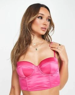 Monki Satin Bustier In Fuschia For Women Light Blue 10 Monki Satin Bustier In Fuschia For Women Light Blue -Monki Shop 204102756 4
