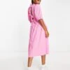 Monki Midi Puff Sleeve Dress With Cut Out Bow Back In Pink For Women 1 Monki Midi Puff Sleeve Dress With Cut Out Bow Back In Pink For Women -Monki Shop 204102790 1 pink
