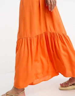 Monki Poplin Maxi Shirt Dress In Orange For Women -Monki Shop 204348917 3