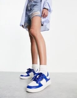Monki Basketball Trainer In Bright Blue For Women