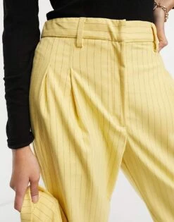 Monki Co-ord Tapered Trousers In Yellow Pinstripe For Women 10 Monki Co-ord Tapered Trousers In Yellow Pinstripe For Women -Monki Shop 204349016 4
