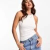 Monki Ribbed Racer Vest In White For Women -Monki Shop 204520620 1 white