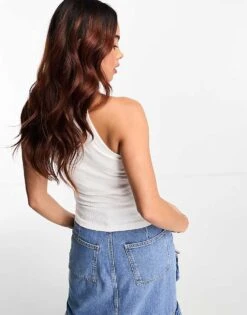 Monki Ribbed Racer Vest In White For Women -Monki Shop 204520620 4