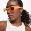 Monki Small Rectangle Sunglasses In Yellow For Women -Monki Shop 204549847 1 orange