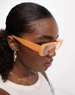 Monki Small Rectangle Sunglasses In Yellow For Women -Monki Shop 204549847 3