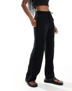 Monki Drawstring Waist Trousers In Black For Women -Monki Shop 204550078 4