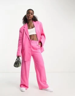 Monki Co-ord Blazer In Bright Pink For Women -Monki Shop 204679800 4