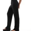 Monki Textured Pull-on Straight Leg Trousers In Black For Women -Monki Shop 204682371 1 black