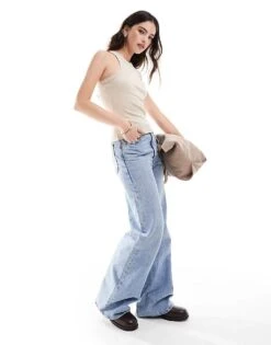 Monki Ribbed Racer Vest In Beige For Women -Monki Shop 204810398 4