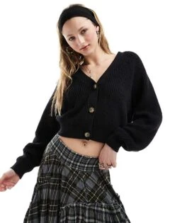 Monki Knit Cardigan In Black For Women