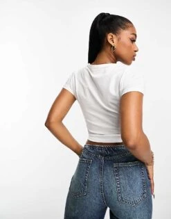 Monki Shrunken Baby T-shirt In White For Women -Monki Shop 205077905 4