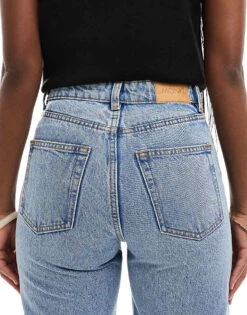 Monki Yoko High Waist Wide Leg Jeans In Mid Blue For Women -Monki Shop 205216648 4