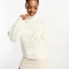 Monki High Neck Jumper In Off White For Women