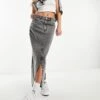 Monki Midi Denim Skirt In Grey For Women -Monki Shop 205273586 1 grey