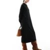 Monki Long Sleeve Knitted Midi Dress In Black For Women -Monki Shop 205273618 1 black