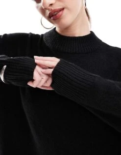 Monki Long Sleeve Knitted Midi Dress In Black For Women -Monki Shop 205273618 3