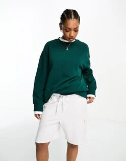 Monki Oversized Sweatshirt In Dark Green For Women -Monki Shop 205339194 1 darkgreen 1