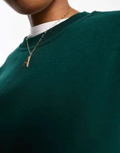 Monki Oversized Sweatshirt In Dark Green For Women -Monki Shop 205339194 3