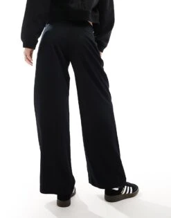 Monki Wide Leg Low Waist Tailored Trousers In Black For Women -Monki Shop 205339234 3