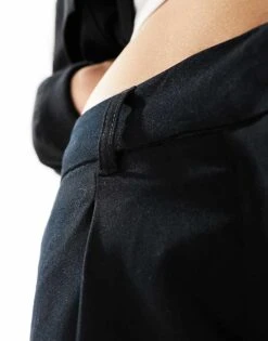 Monki Wide Leg Low Waist Tailored Trousers In Black For Women -Monki Shop 205339234 5