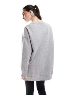 Monki Oversized Sweatshirt In Light Grey For Women Light Grey Melange -Monki Shop 205339256 3