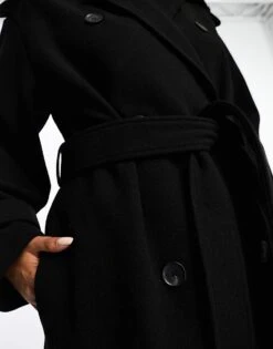 Monki Longline Belted Trench Coat In Black For Women -Monki Shop 205340346 3