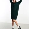 Monki Long Sleeve Knitted Midi Dress In Forest Green For Women -Monki Shop 205340646 1 forestgreen