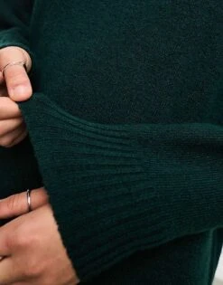 Monki Long Sleeve Knitted Midi Dress In Forest Green For Women -Monki Shop 205340646 3