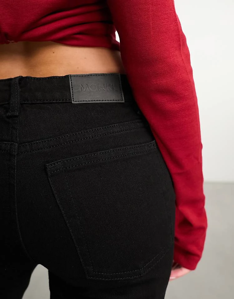 Monki Wakumi Low Waisted Boot Cut Jeans In Black Dark Washed Black For Women 5 Monki Wakumi Low Waisted Boot Cut Jeans In Black Dark Washed Black For Women - Image 3