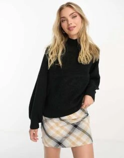 Monki Libby High Neck Jumper In Black For Women