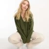 Monki Knit Button Front Cardigan In Khaki Green For Women -Monki Shop 205347562 1 khakigreen