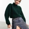 Monki Cropped Knitted Jumper In Forest Green For Women -Monki Shop 205347810 1 forestgreen