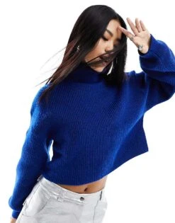 Monki Cropped Knitted Jumper In Cobalt Blue For Women -Monki Shop 205348032 1 cobaltblue 1