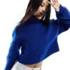 Monki Cropped Knitted Jumper In Cobalt Blue For Women -Monki Shop 205348032 1 cobaltblue